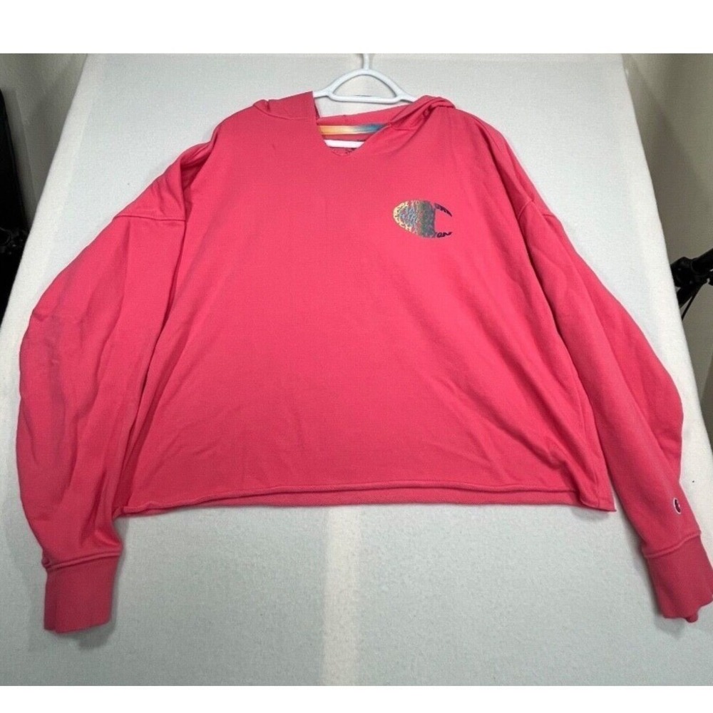 Champion Womens Pink Hoodie Sweater Cotton LonSize XL Sleeve